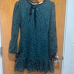 Textured floral pattern long sleeve mini dress